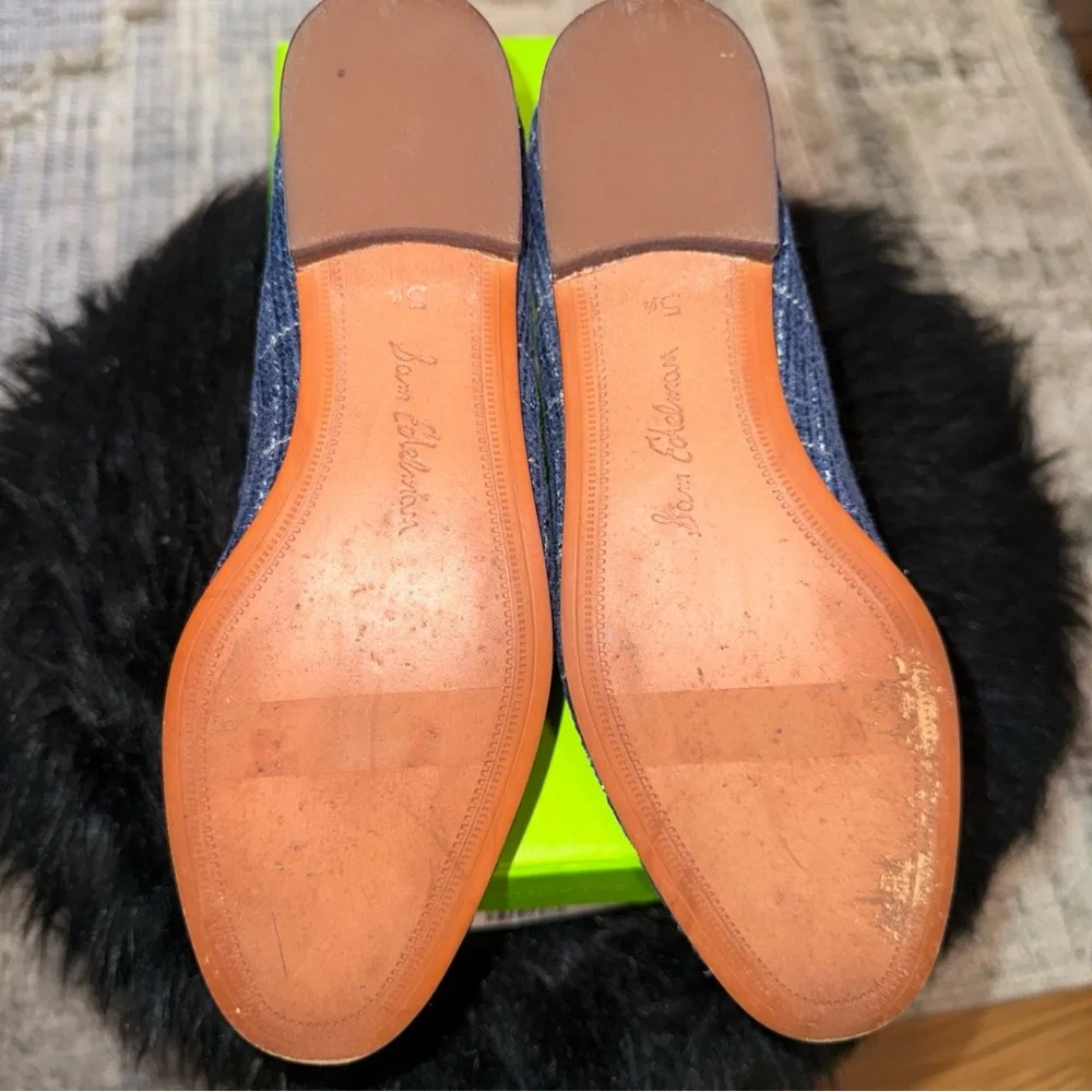 Sam Edelman Denim Blue Tweed Textured Loraine Loafers Shoes Size 5.5 Worn 1x - Picture 6 of 8